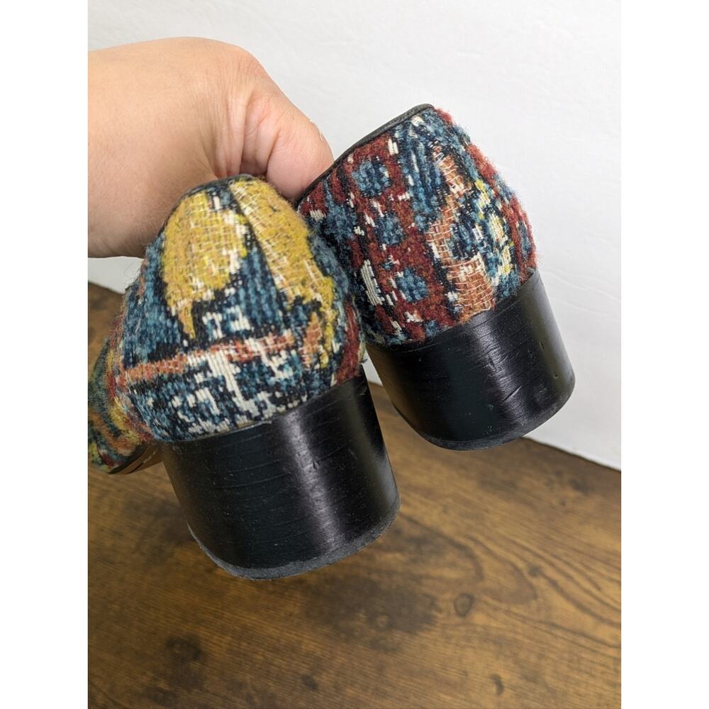 Chloe Kooper Tapestry Tweed Block Heel Loafers Pumps 37 US 7 Textile Brocade - Picture 5 of 11